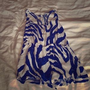 Blue and white striped romper